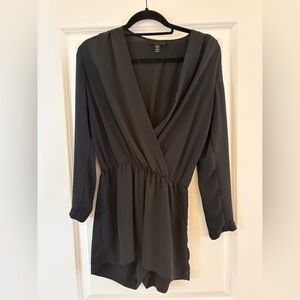 Aqua Black Long Sleeve Women's Romper